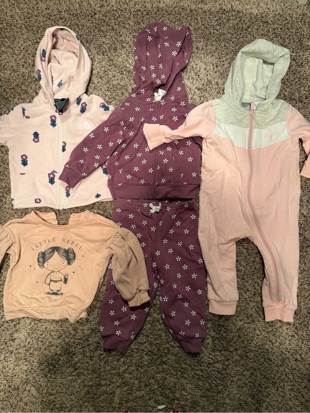 Fall Baby Girl 12 Month Bundle-The North Face, Carters, Puma, Star Wars Baby Gap